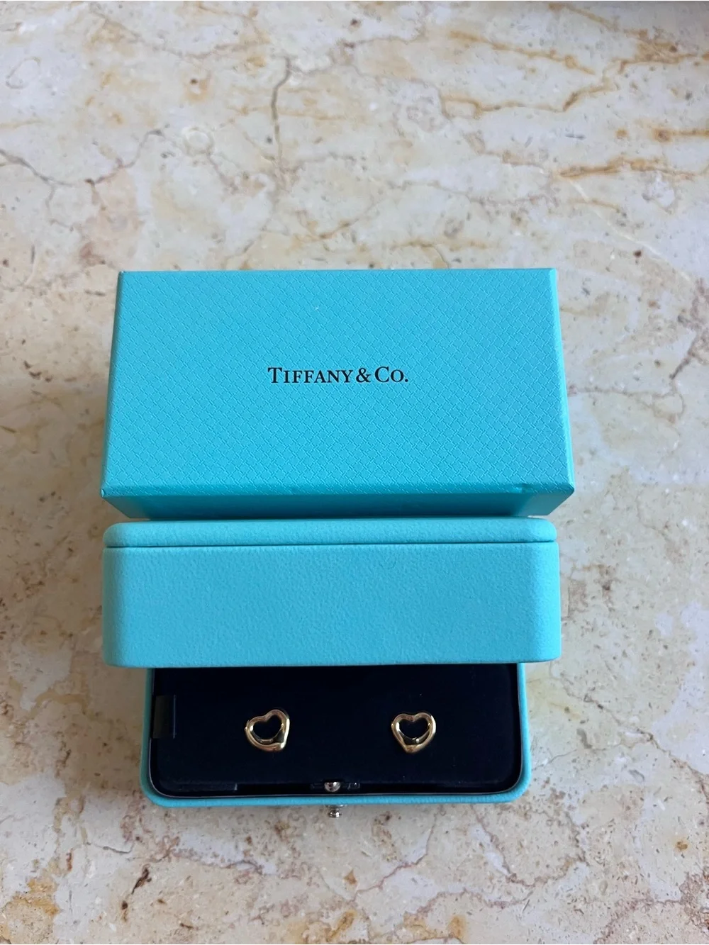 Tiffany & Co. Elsa Peretti Open Heart Earrings 18k Yellow Gold NWT